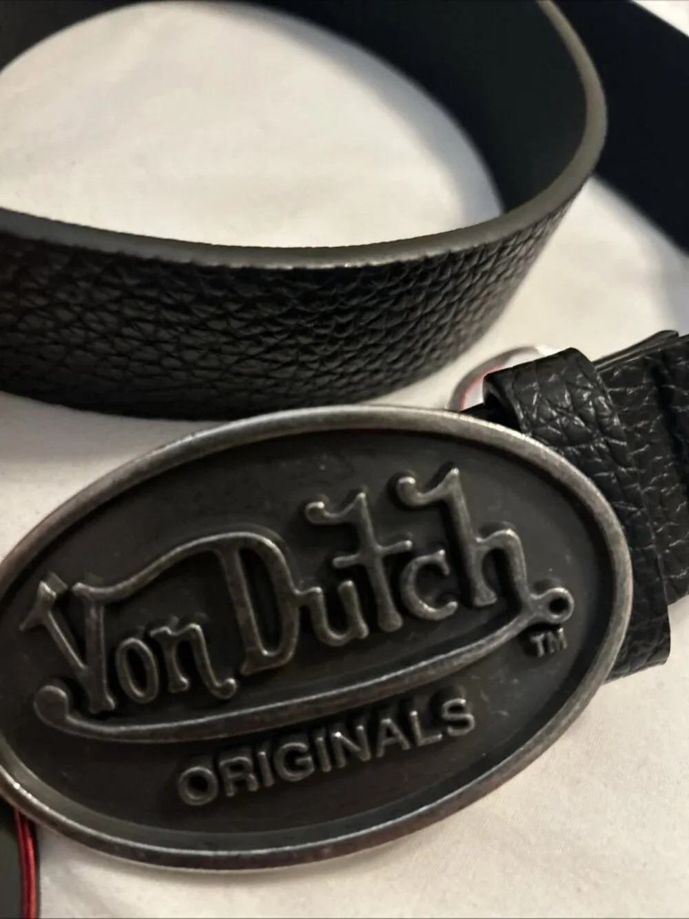 Von Dutch Originals Men's Black Belt Size 32 Adjustable Buckle Blk Silve